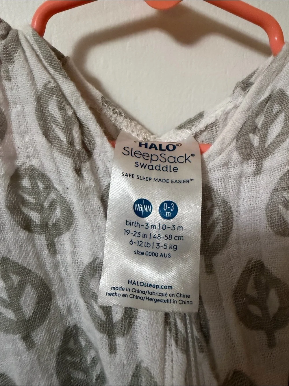 Halo Muslin Leaf Print Sleepsack Swaddle Newborn 0-3 Months